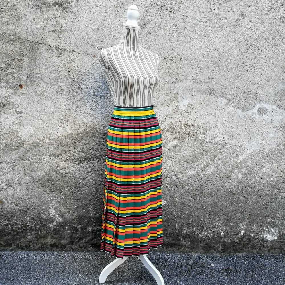 MaxMara Multicolour striped crepe pleated skirt - image 4