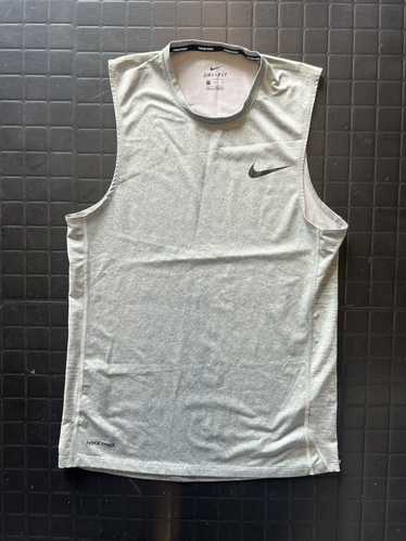 Men's Nike Pro Combat Dri Fi Tank Top Fitted Gray Compression Training  Large 