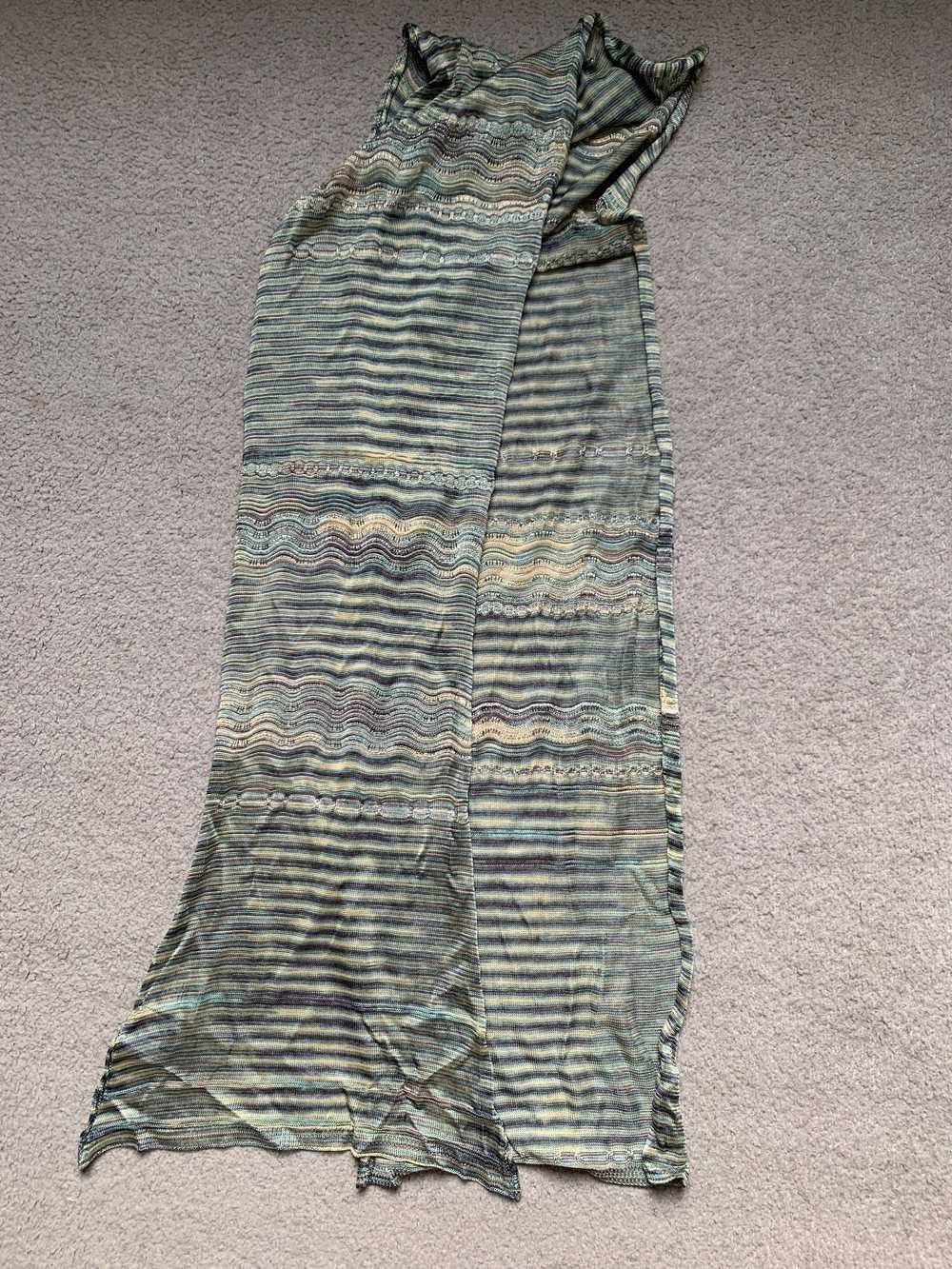 Missoni Blue & Green Zig-Zag Knit Scarf - image 3