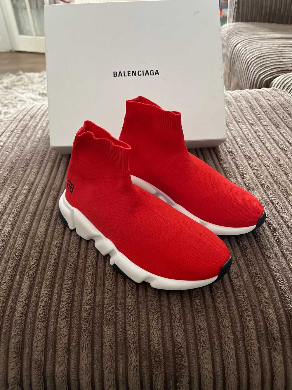 Balenciaga Red stretch-knit Speed sock trainers - image 2