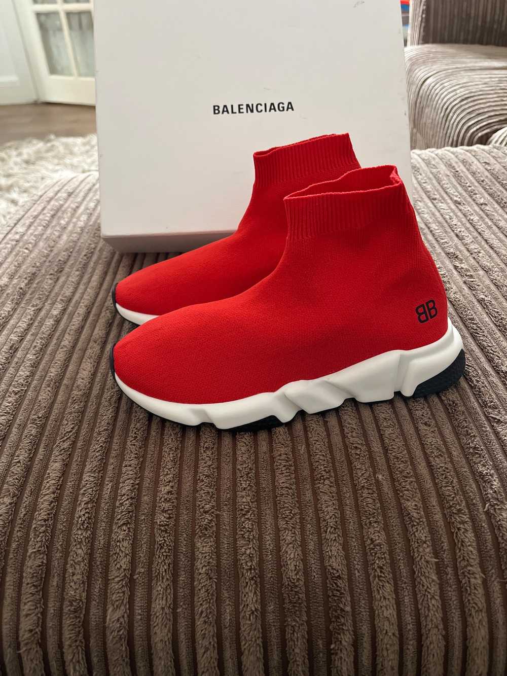 Balenciaga Red stretch-knit Speed sock trainers - image 3