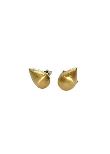 Bespoke 14ct brushed gold teardrop stud earrings