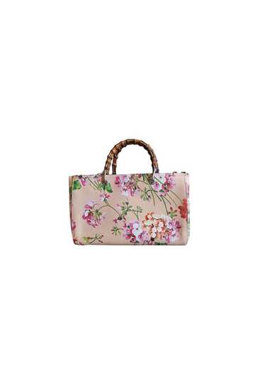 Gucci Pink Blooms printed leather Bamboo Shopper … - image 1