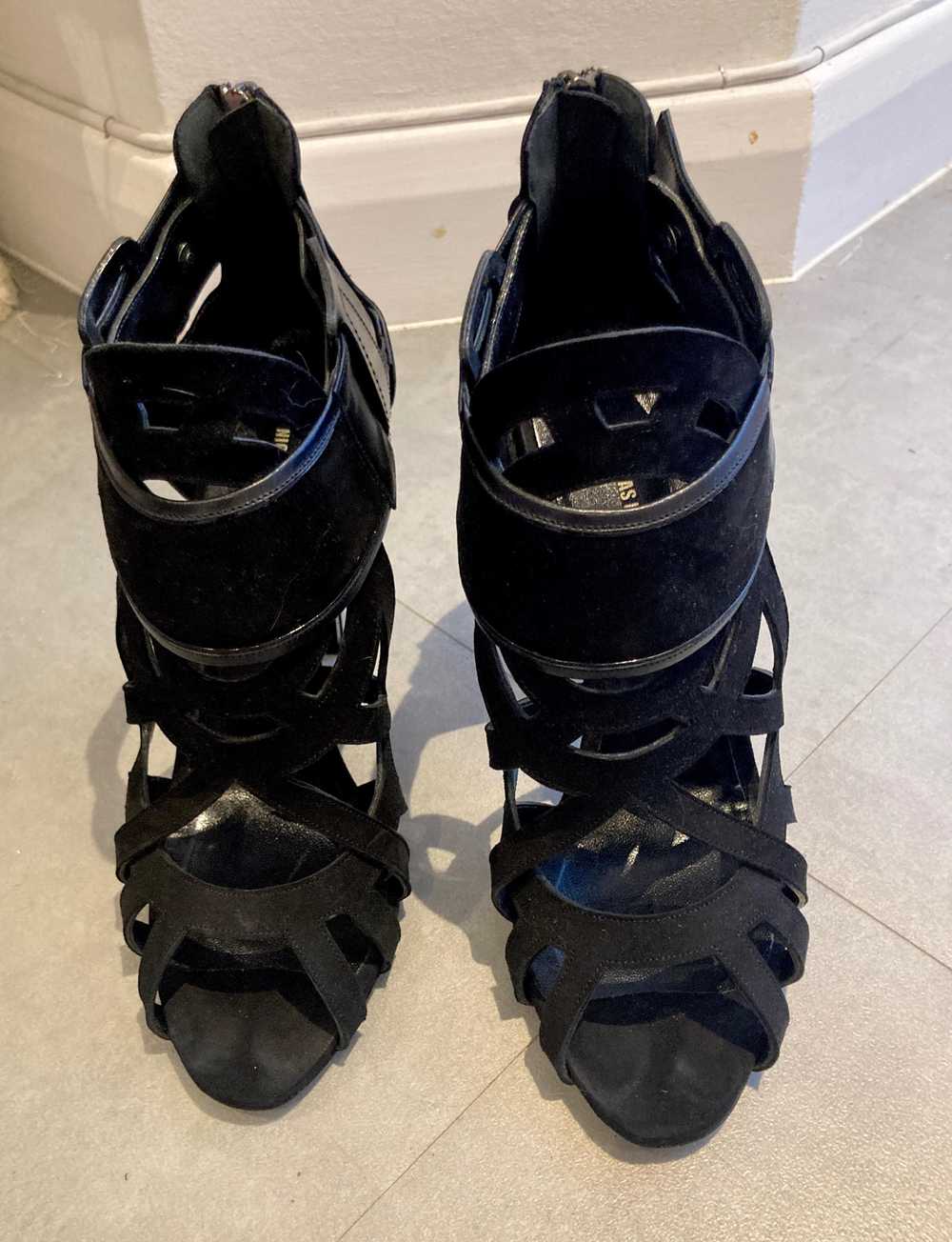 Nicholas Kirkwood Black suede cage-front heeled p… - image 3