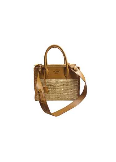 Shop PRADA Wicker and leather mini-pouch ( 1NR013_2BVU_F0N86) by GreenTigre