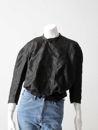 Vintage antique Victorian black silk bloue