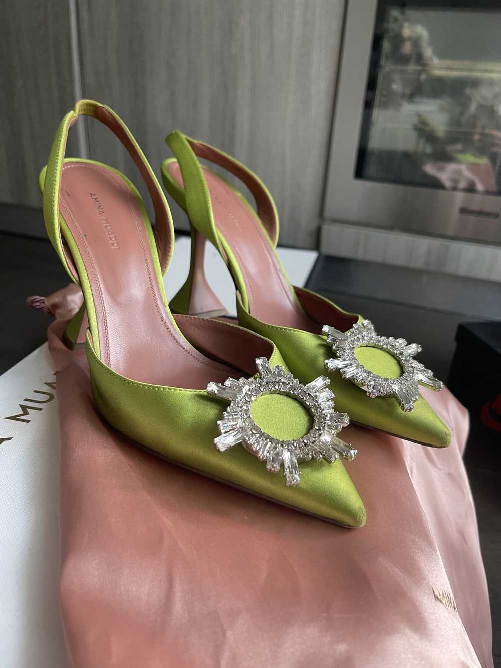 Amina Muaddi Amina Muaddi Green Begum Sling Heels - image 1