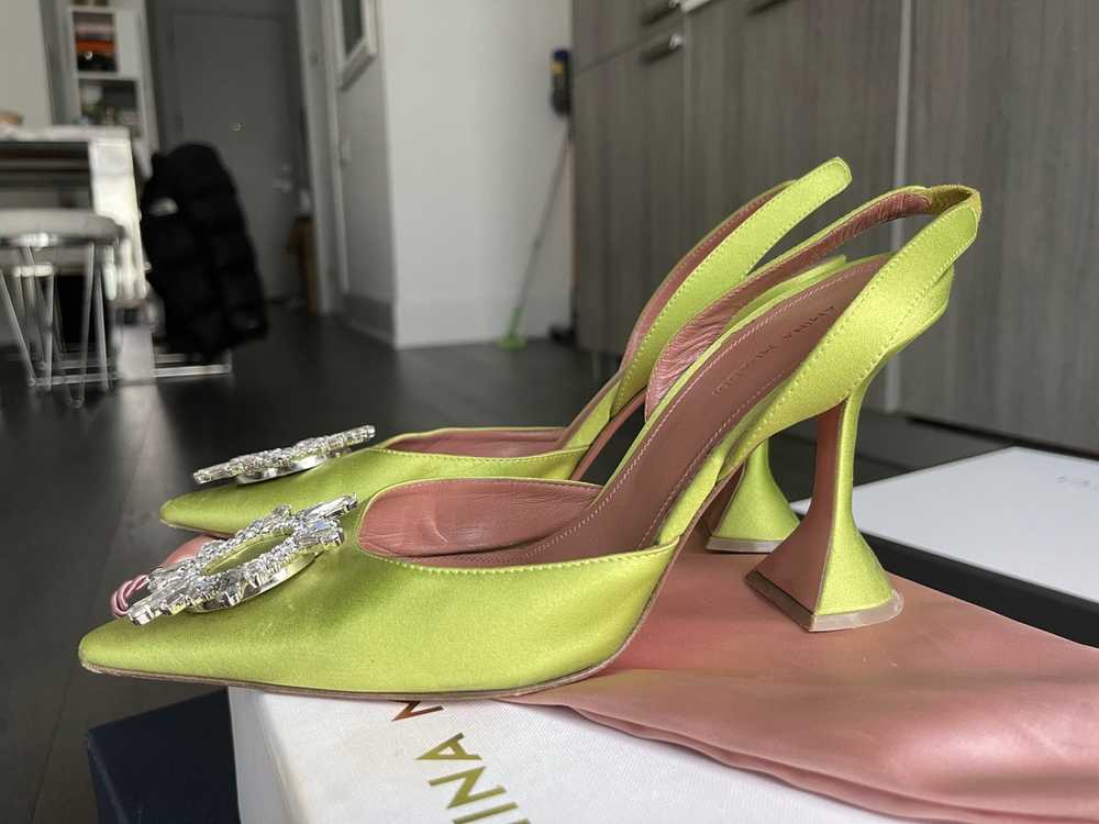 Amina Muaddi Amina Muaddi Green Begum Sling Heels - image 6