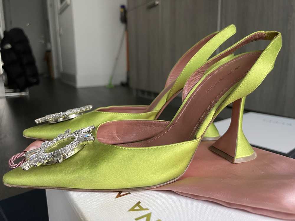 Amina Muaddi Amina Muaddi Green Begum Sling Heels - image 7