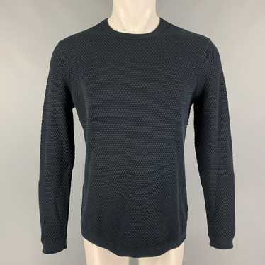 Theory Navy Waffle Knit Cotton CrewNeck Pullover