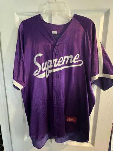Supreme Satin Purple Supreme Baseball Jersey SS17