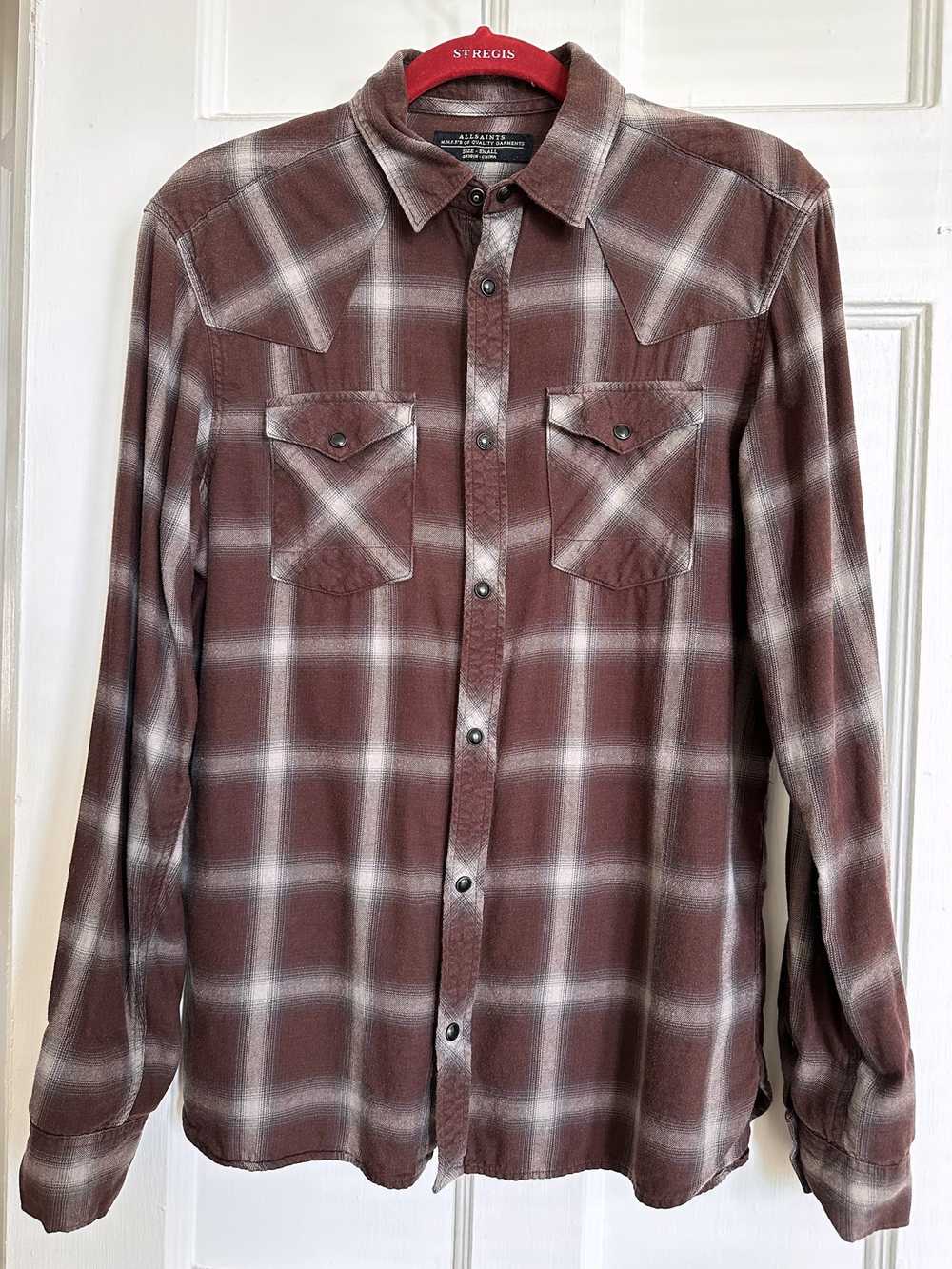 Allsaints AllSaints Dumas Shadow Plaid Red Grey S… - image 1