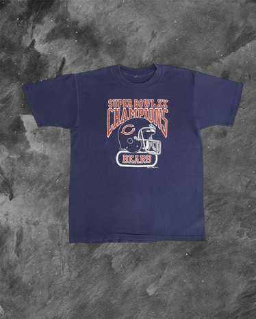 Vintage 80s Chicago Bears T-Shirt Mens XL 46-48 Blue Trench USA NFL Football