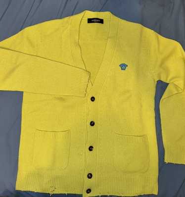 Versace Lime Green Distressed Cardigan