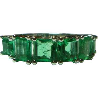 Emerald Six Stone 3 Ct Half Hoop 14K Ring - image 1