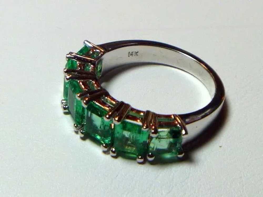 Emerald Six Stone 3 Ct Half Hoop 14K Ring - image 2