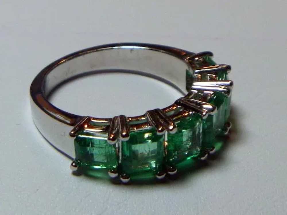 Emerald Six Stone 3 Ct Half Hoop 14K Ring - image 3