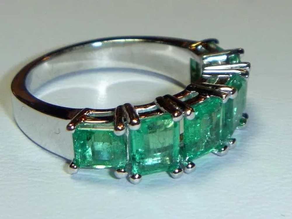 Emerald Six Stone 3 Ct Half Hoop 14K Ring - image 6