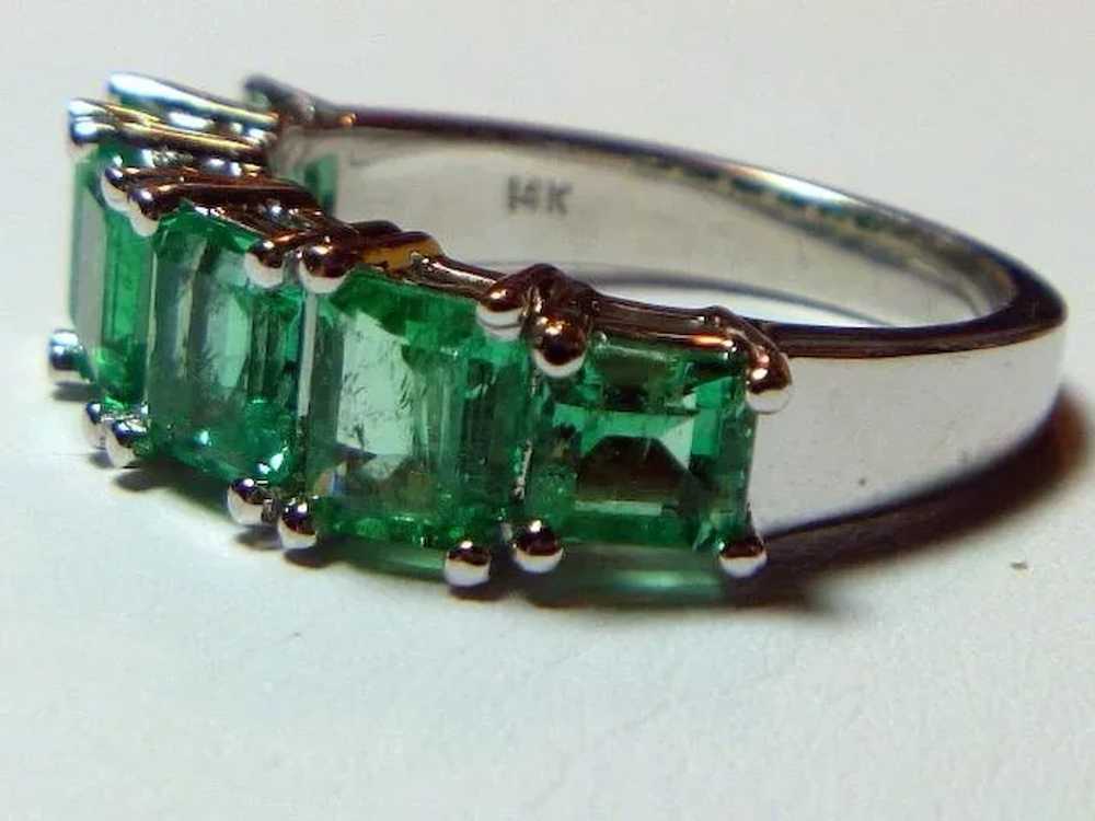 Emerald Six Stone 3 Ct Half Hoop 14K Ring - image 9