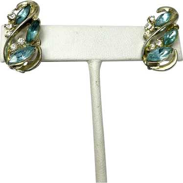 Vintage Blue Rhinestone Earrings - image 1