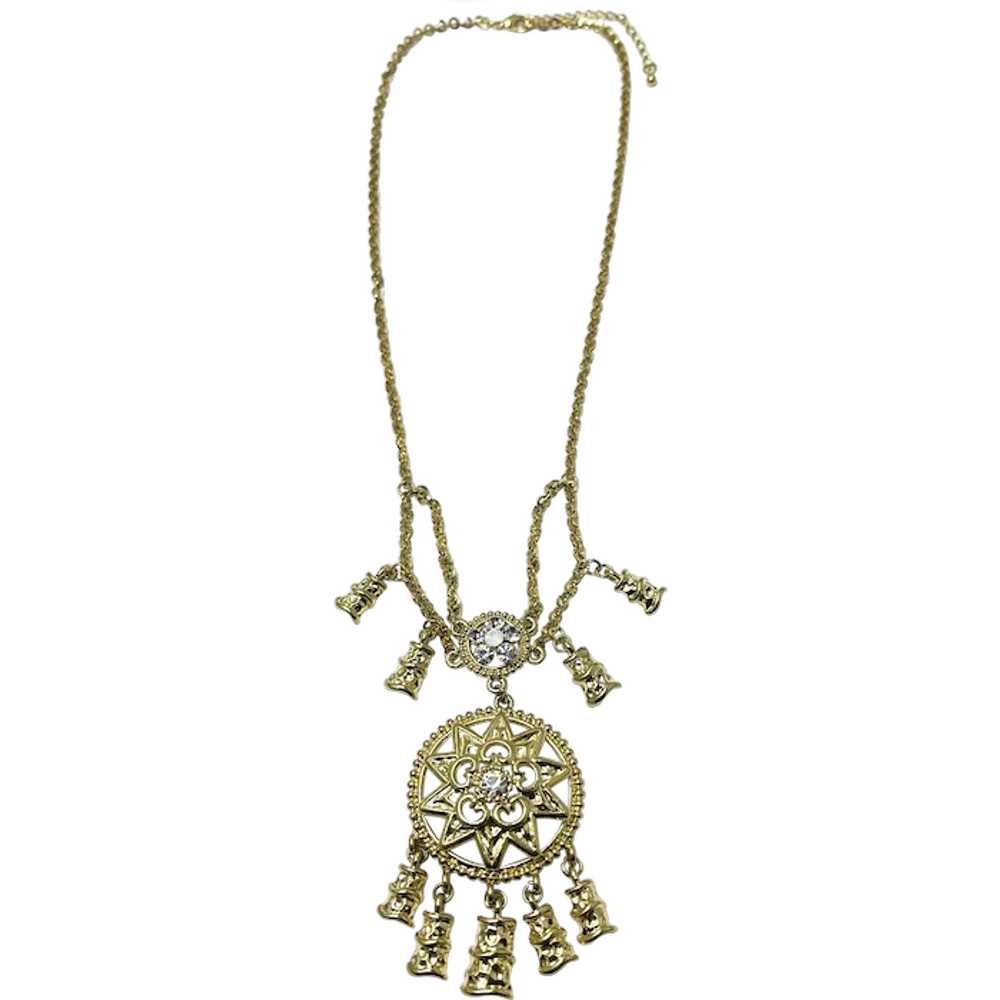 Vintage Rhinestone Charm Necklace - image 1