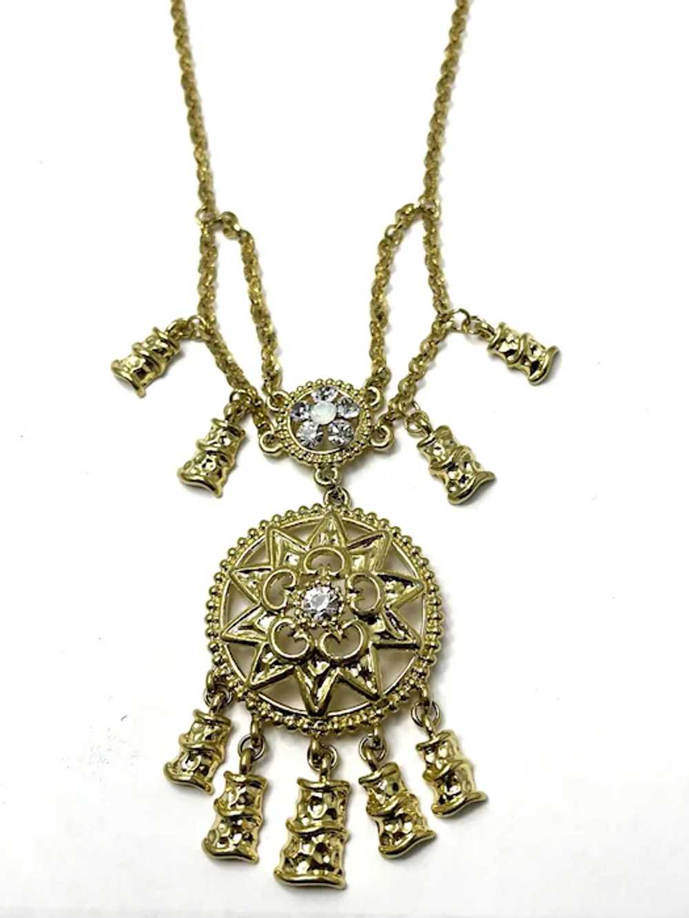 Vintage Rhinestone Charm Necklace - image 3