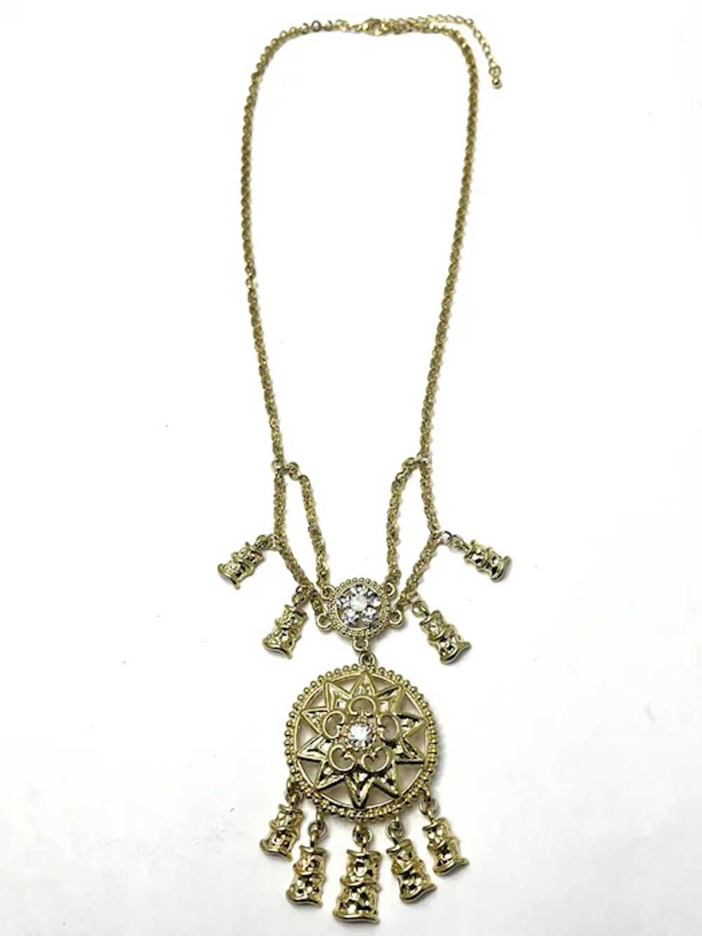 Vintage Rhinestone Charm Necklace - image 4
