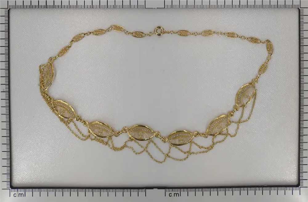 Antique French 18K gold filigree necklace with ov… - image 8