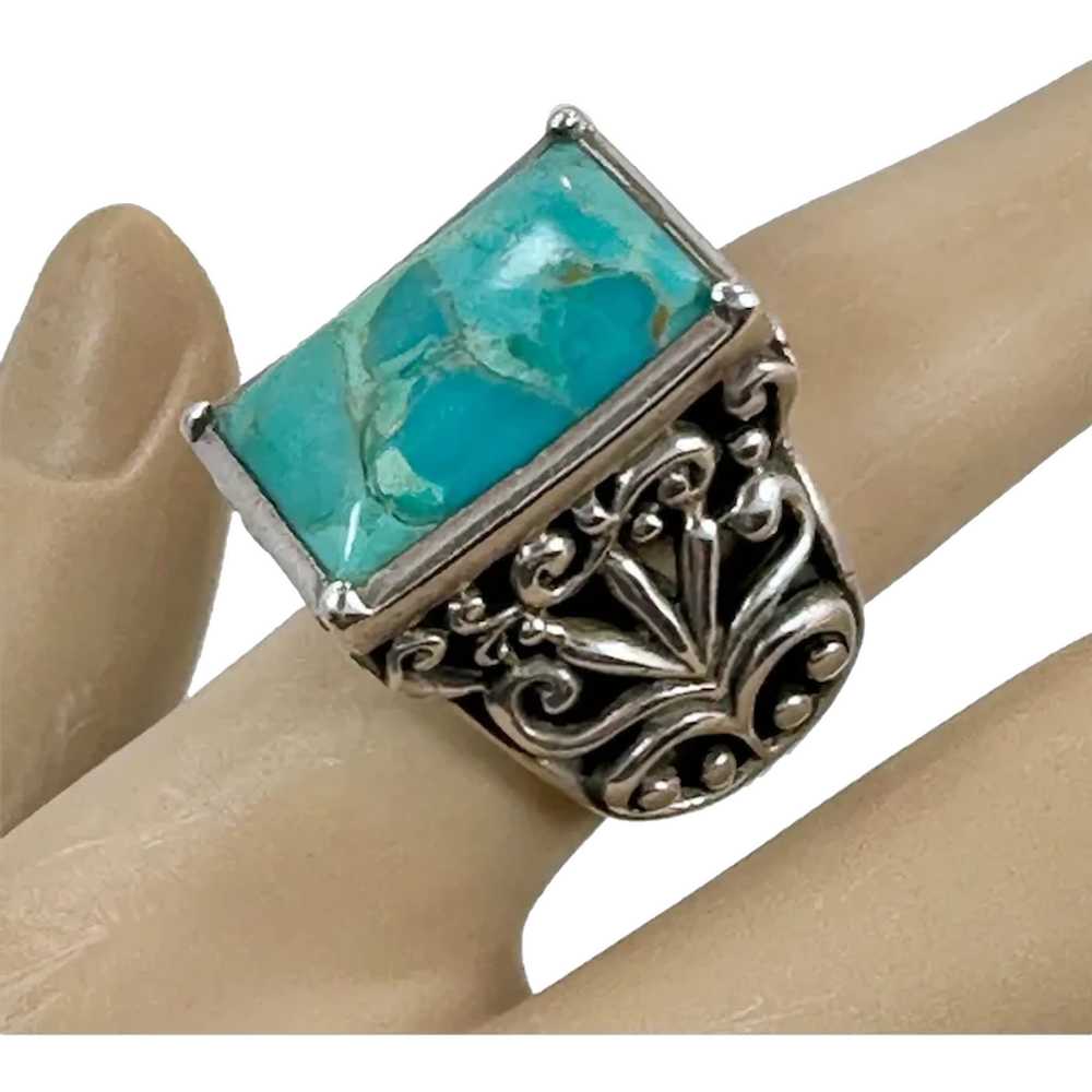 Turquoise Ring, Sterling Silver, Barse, Designer,… - image 1