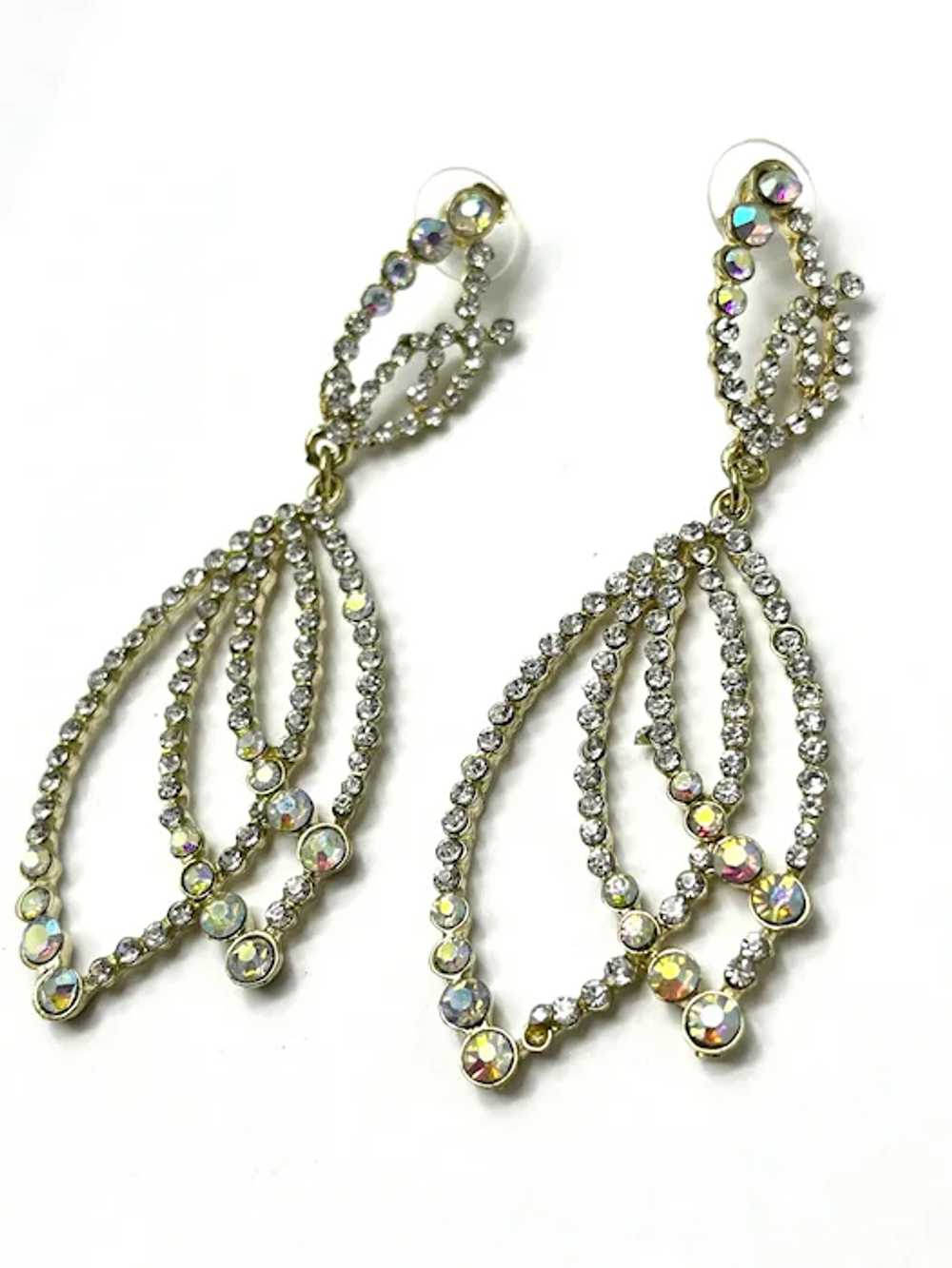 Vintage Rhinestone Drop Dangle Earrings - image 2