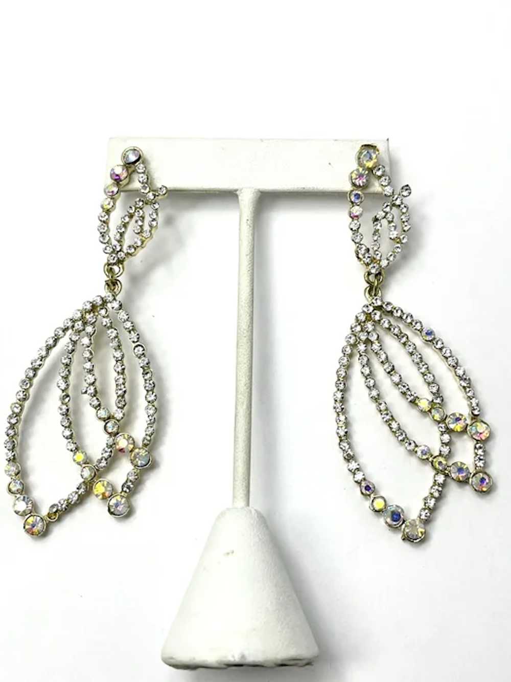 Vintage Rhinestone Drop Dangle Earrings - image 3