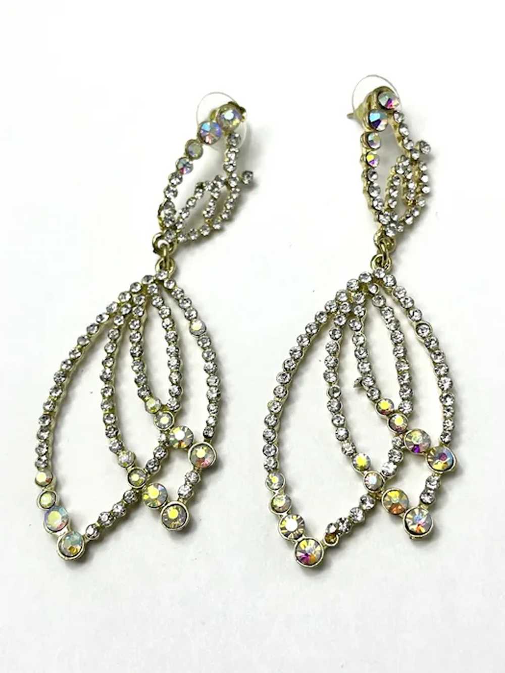 Vintage Rhinestone Drop Dangle Earrings - image 5