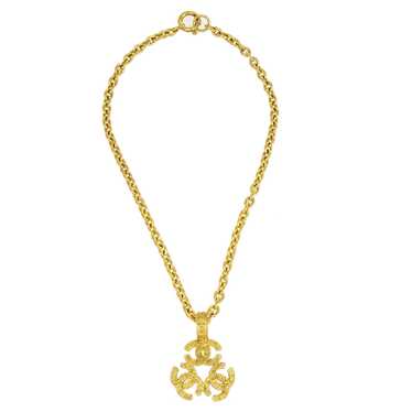 CHANEL 1994 Triple CC Gold Chain Pendant Necklace… - image 1