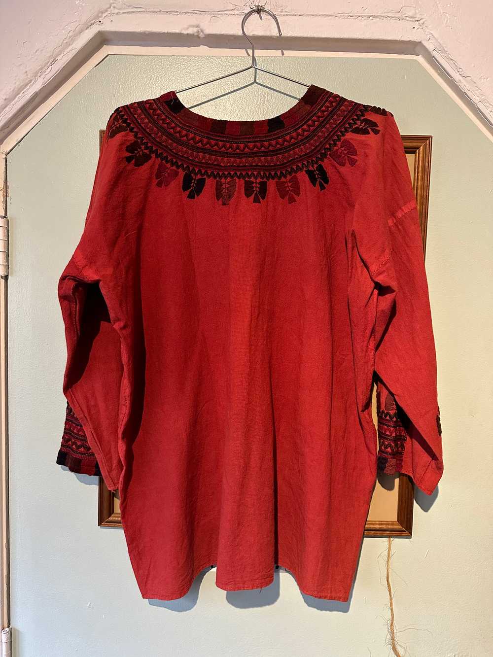 Burnt Sienna Mexican Embroidered Long Sleeve Top - image 3