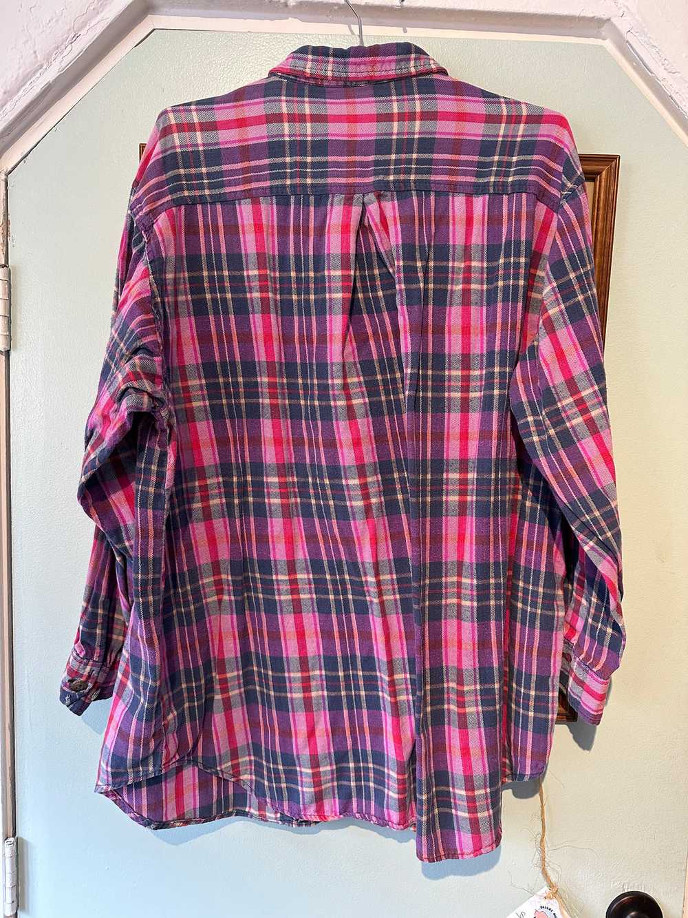 Pink/Blue Plaid Flannel Top - image 2