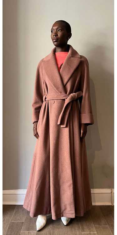 Thierry Mugler taupe angora blend robe coat