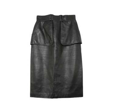 Chanel 90s Vintage Black Leather Skirt - image 1