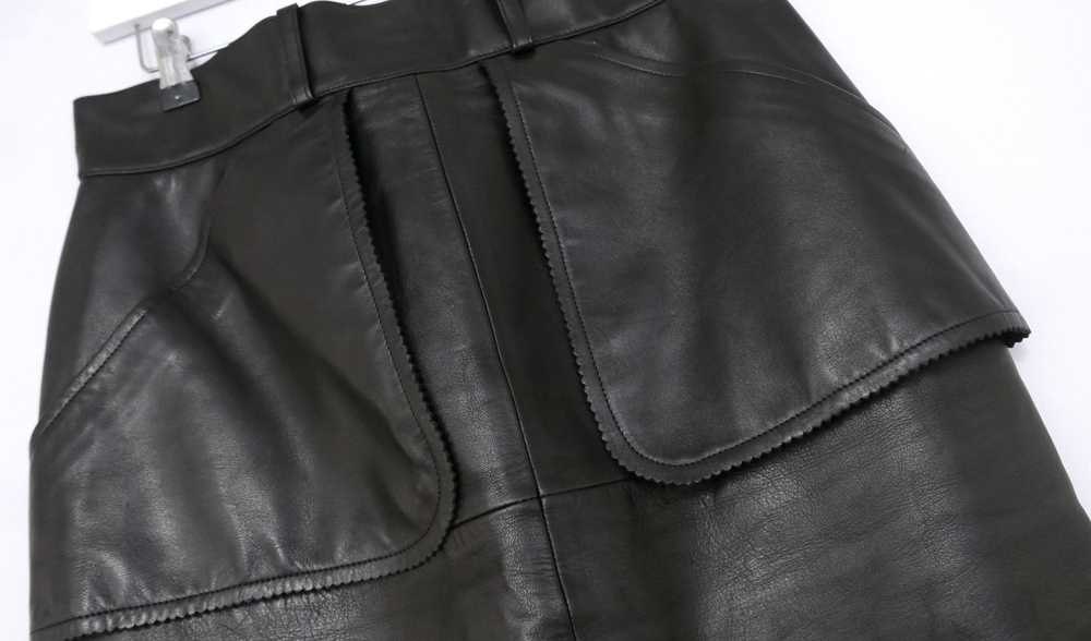 Chanel 90s Vintage Black Leather Skirt - image 4