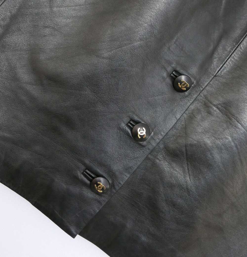 Chanel 90s Vintage Black Leather Skirt - image 7