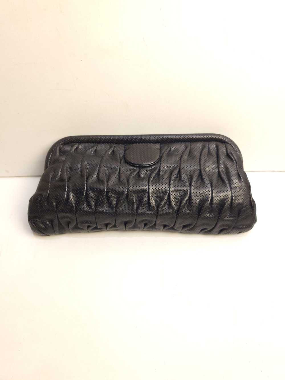 Chanel Black Perforated Pleated Leather Clutch - Gem