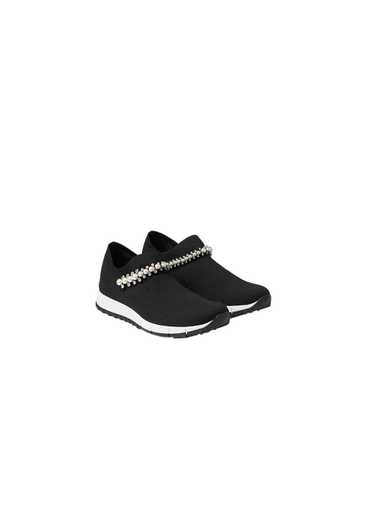 Jimmy Choo Verona Black Knit Trainers with White P