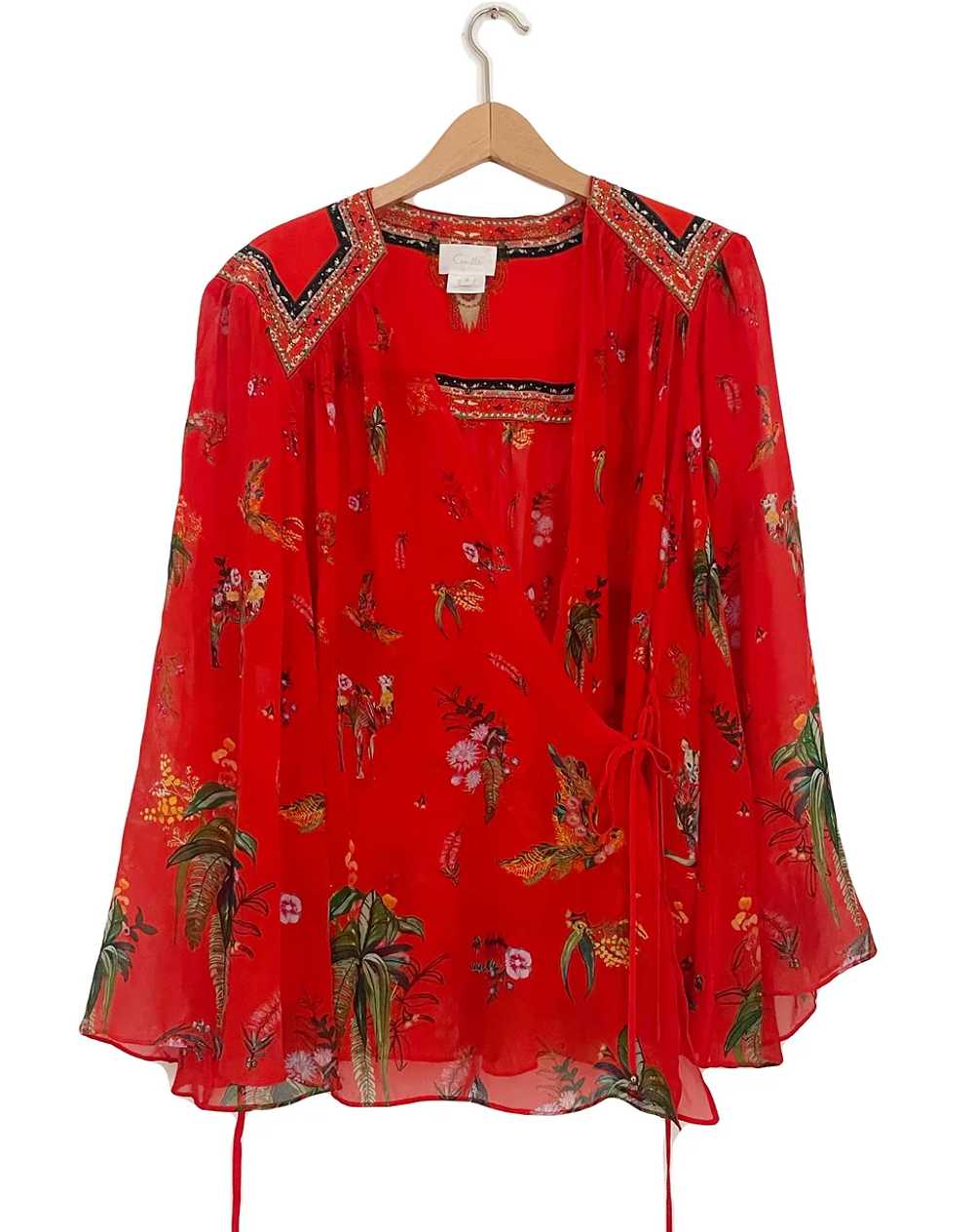 Camilla Red silk chiffon blouse - image 2