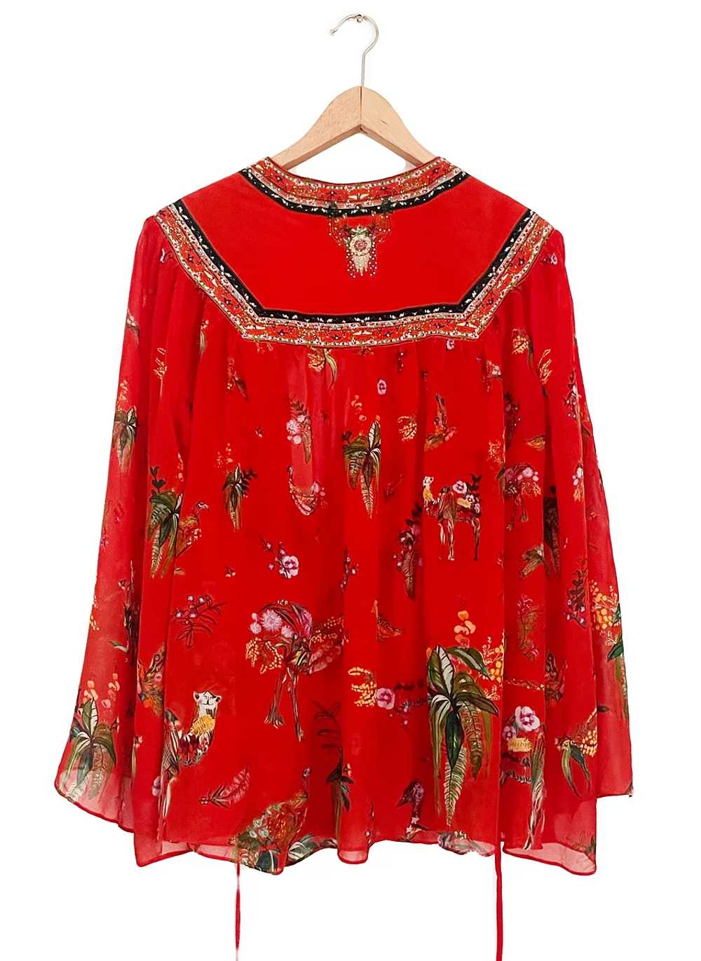 Camilla Red silk chiffon blouse - image 3