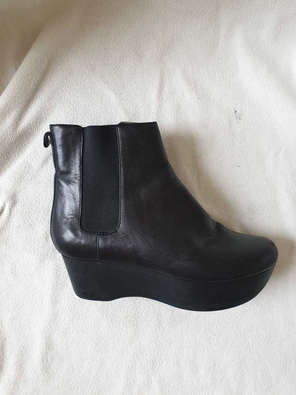 Jil Sander Black Leather Wedge Ankle Boots - image 3