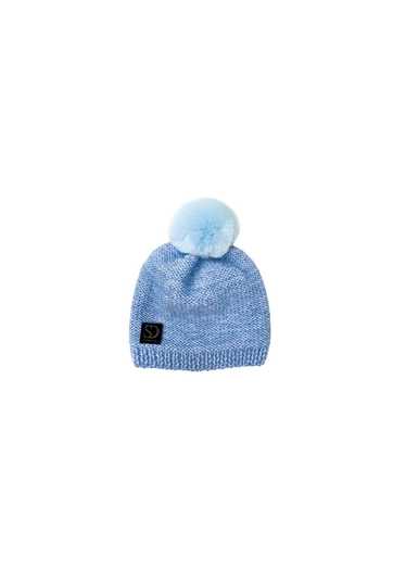 FurbySD Blue Merino Wool Beanie with Chinchilla P… - image 1