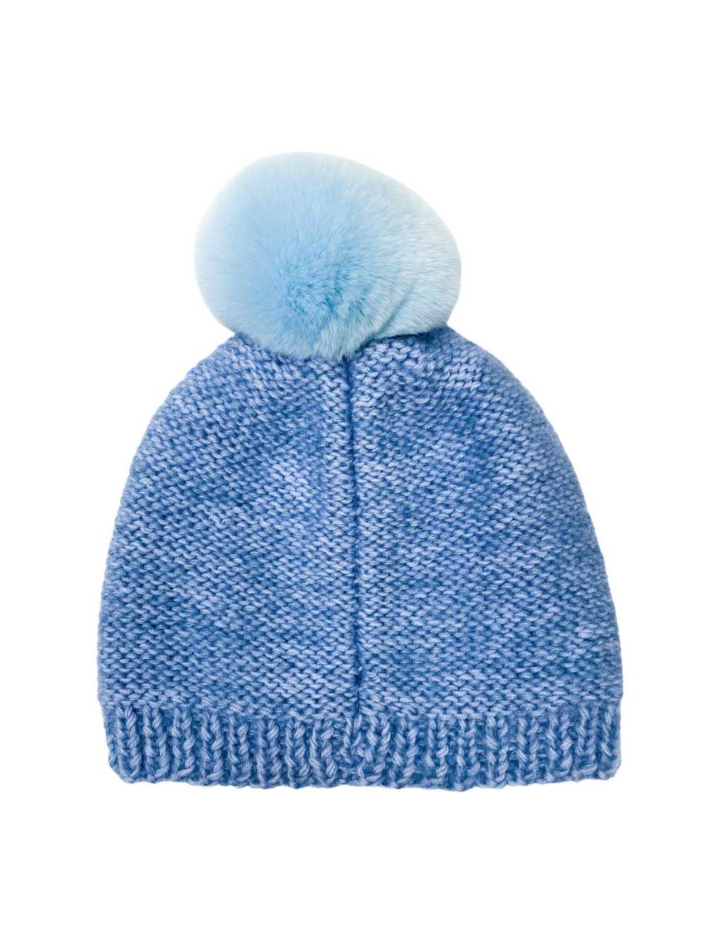 FurbySD Blue Merino Wool Beanie with Chinchilla P… - image 2