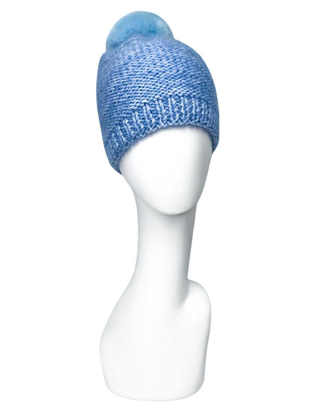 FurbySD Blue Merino Wool Beanie with Chinchilla P… - image 5