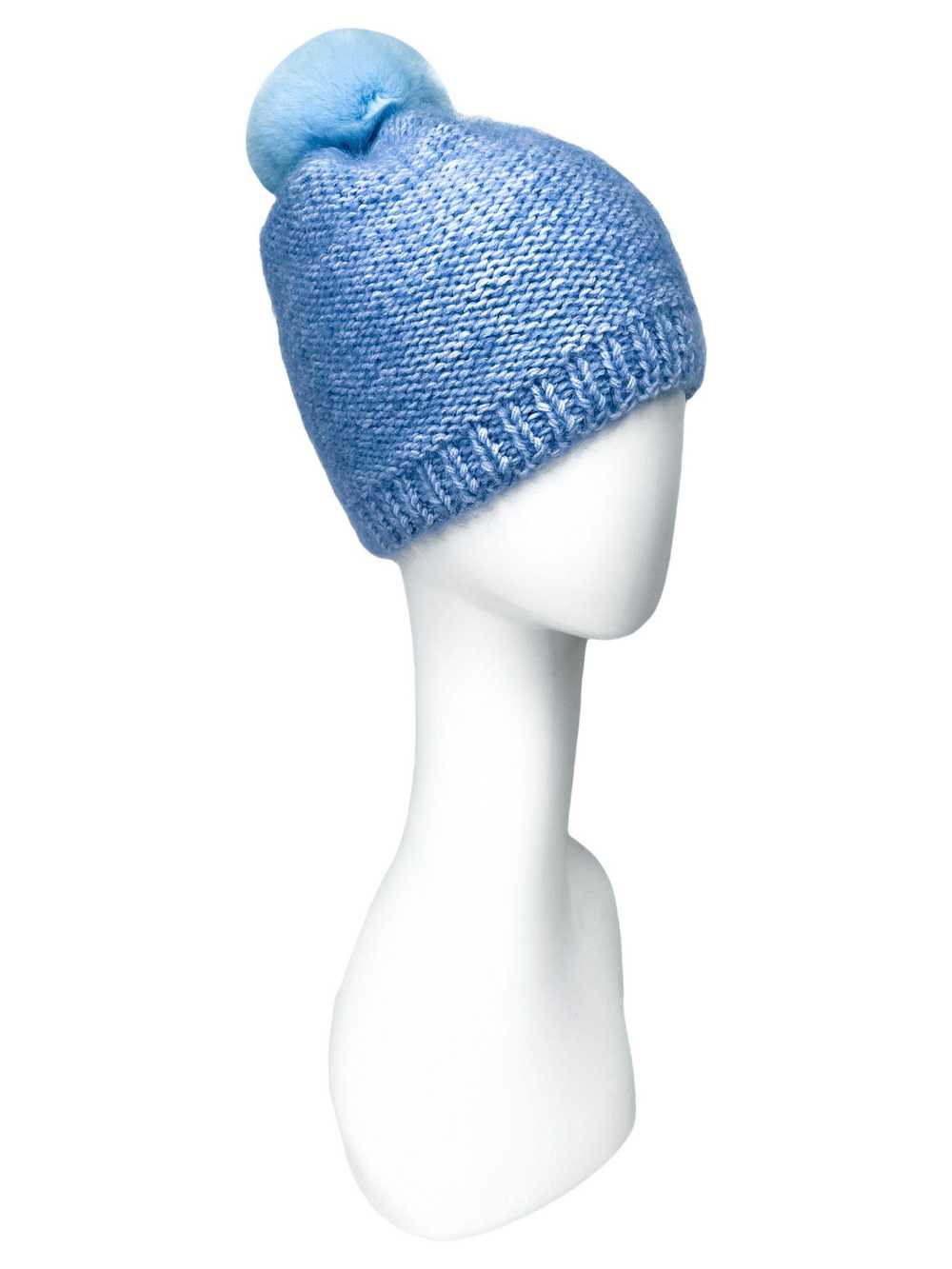 FurbySD Blue Merino Wool Beanie with Chinchilla P… - image 6