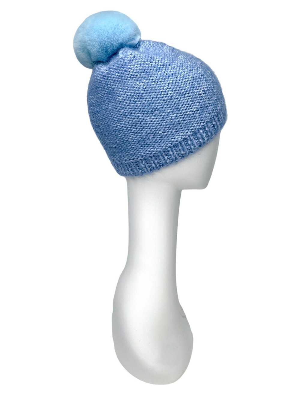 FurbySD Blue Merino Wool Beanie with Chinchilla P… - image 7