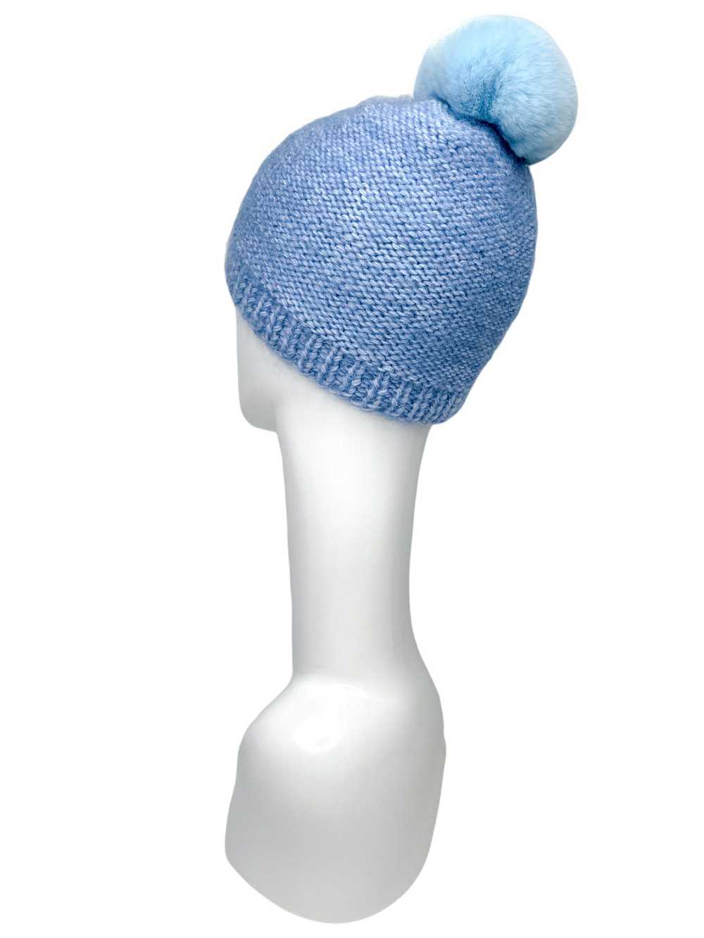 FurbySD Blue Merino Wool Beanie with Chinchilla P… - image 9